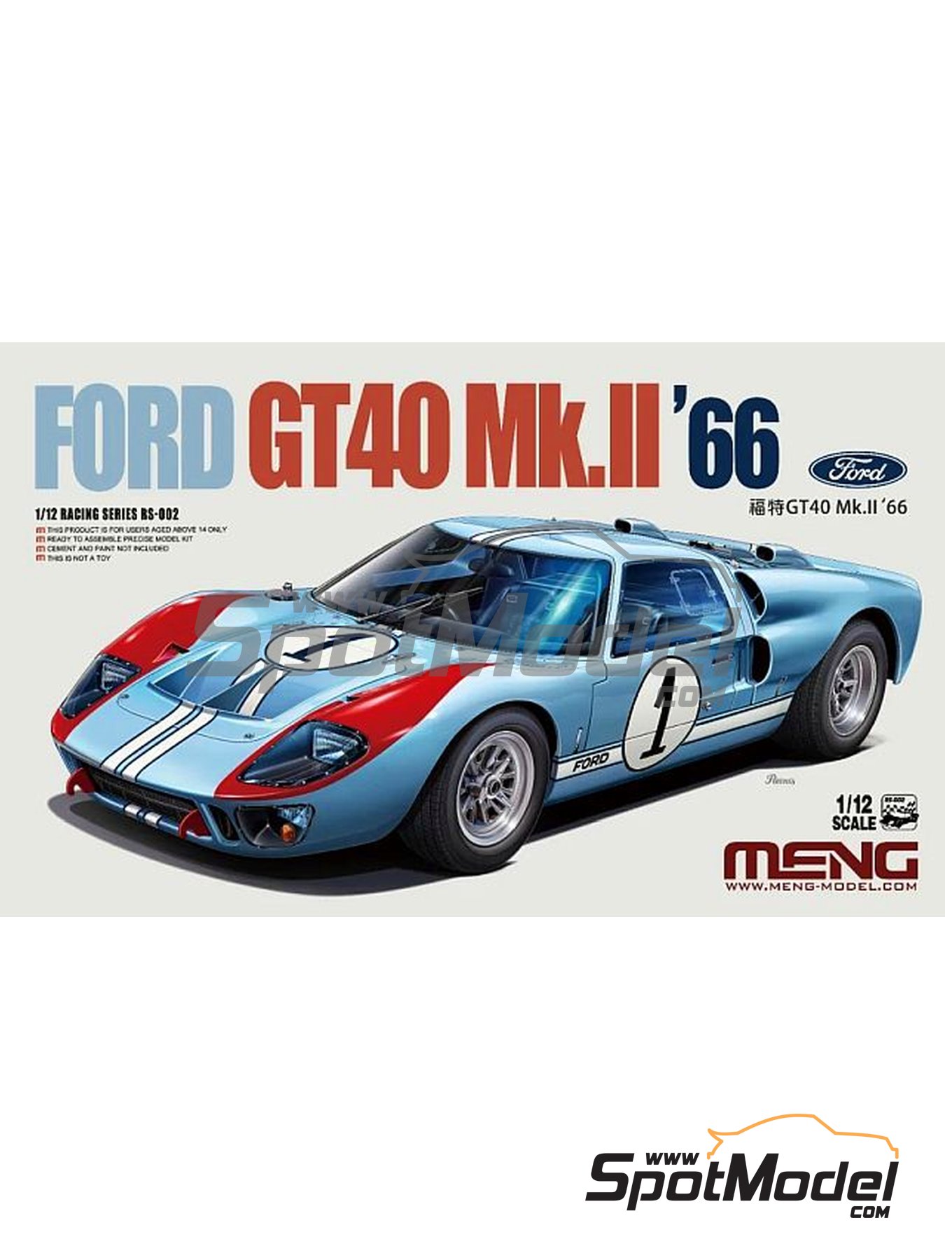 Meng Model RS-002: Car scale model kit 1/12 scale - Ford GT40 Mk